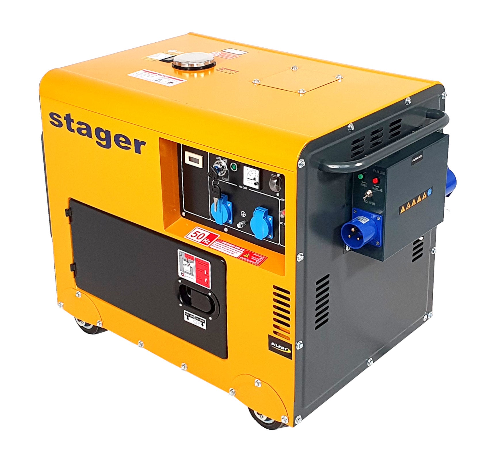 Generator insonorizat Stager DG 5500S+ATS, 5kVA, monofazat, diesel, 3000rpm, pornire electrica, automatizare