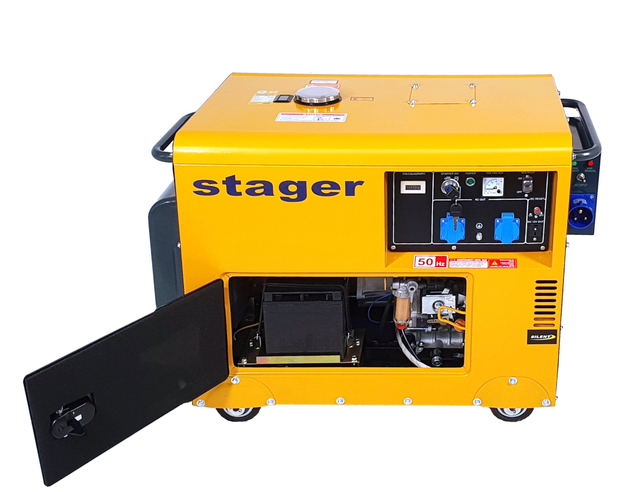 Generator insonorizat Stager DG 5500S+ATS, 5kVA, monofazat, diesel, 3000rpm, pornire electrica, automatizare