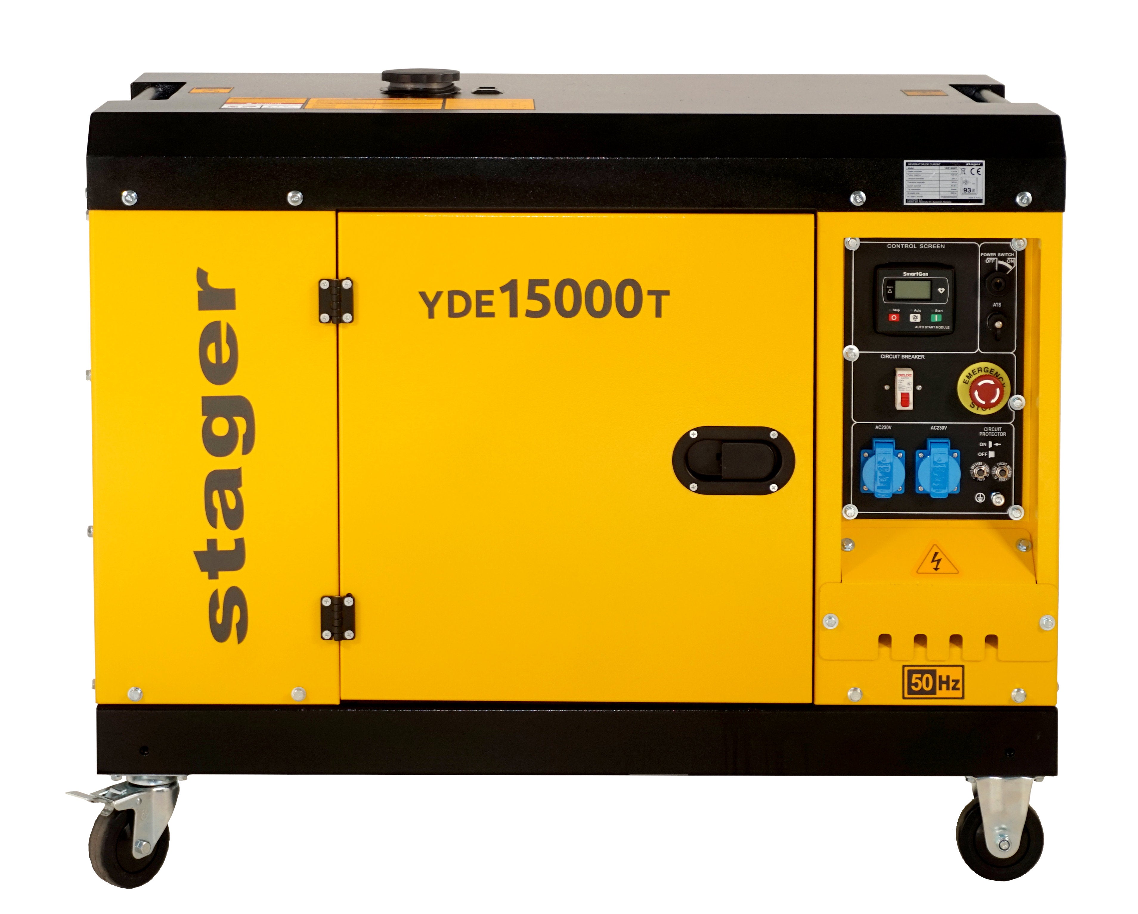 Generator insonorizat Stager YDE15000T, 12kVA, 48A, monofazat, diesel, 3000rpm, pornire electrica