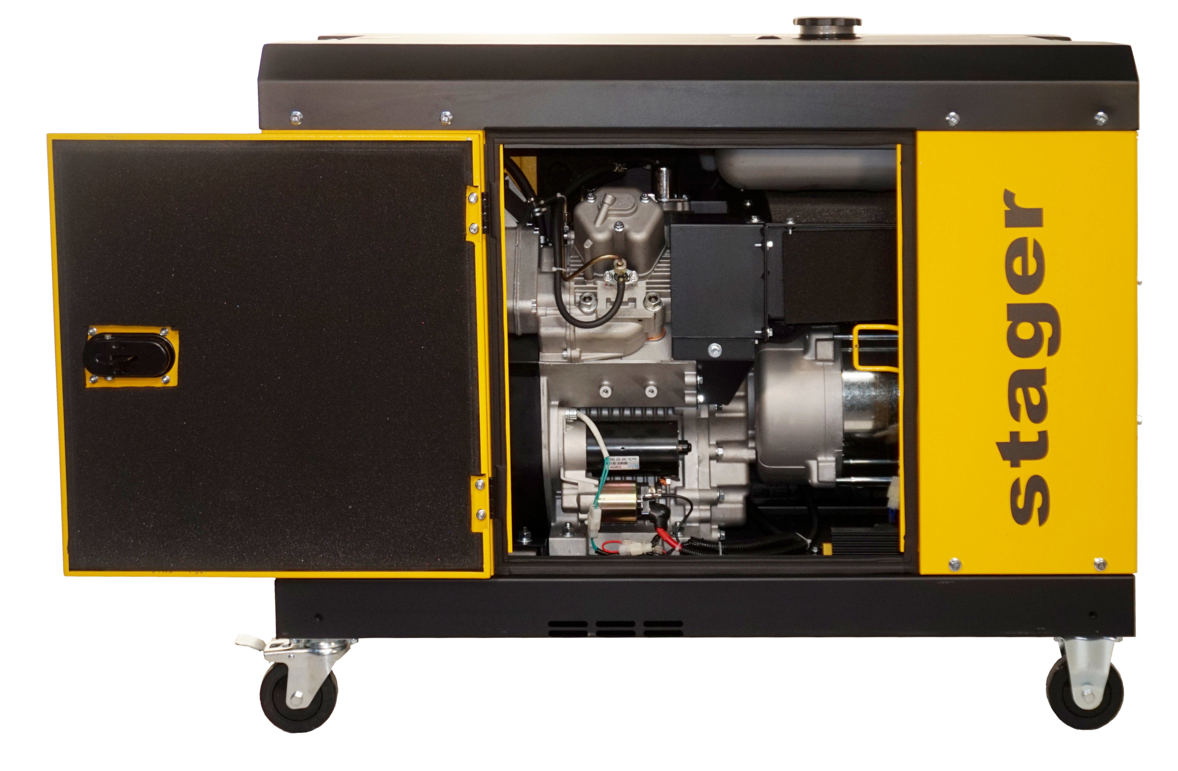 Generator insonorizat Stager YDE15000T3, 14kVA, 19A, trifazat, diesel, 3000rpm, pornire electrica