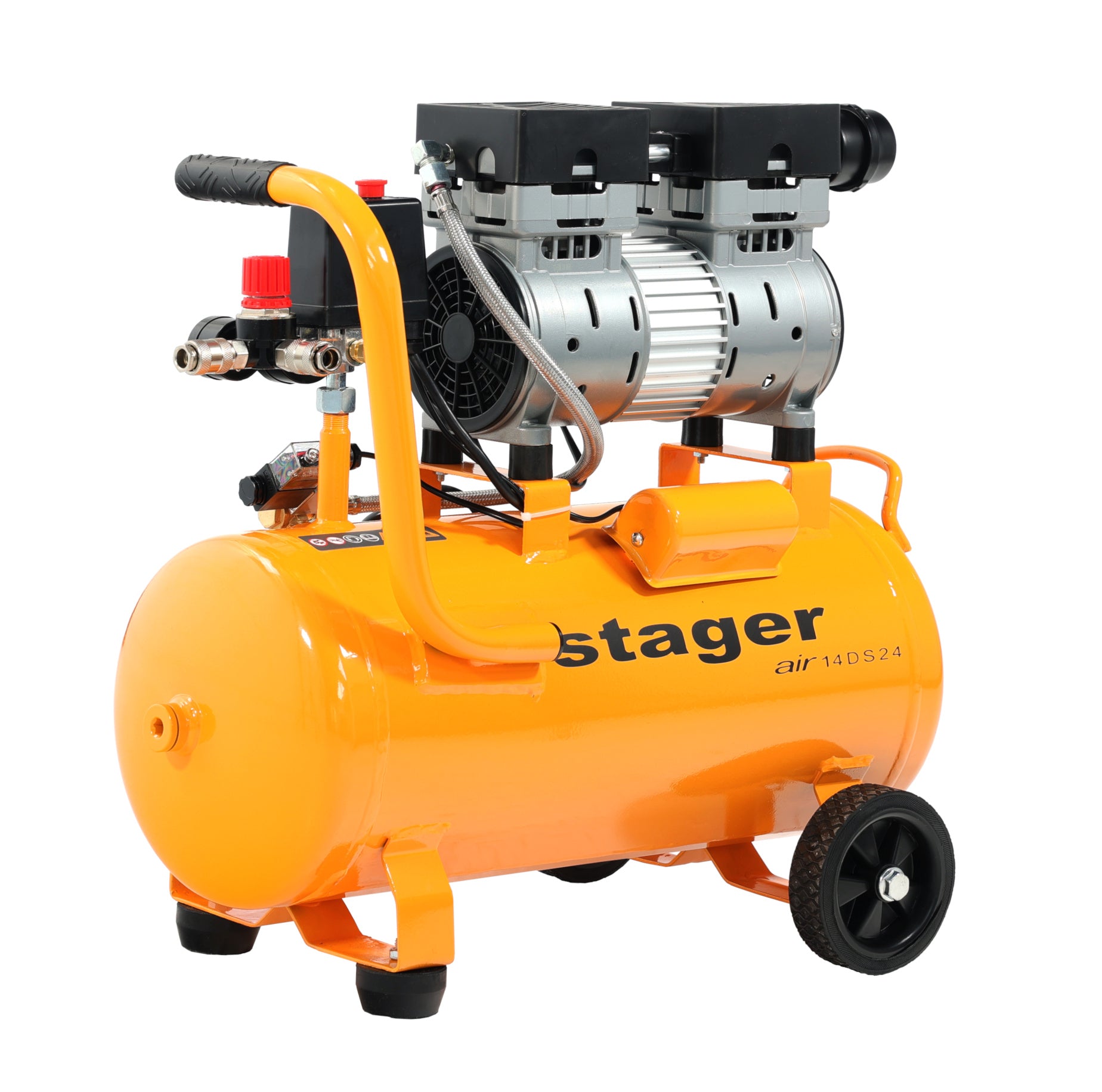 Stager Air 14DS24 compresor aer, 24L, 8bar, 135 L/min, monofazat, angrenare directa, silentios