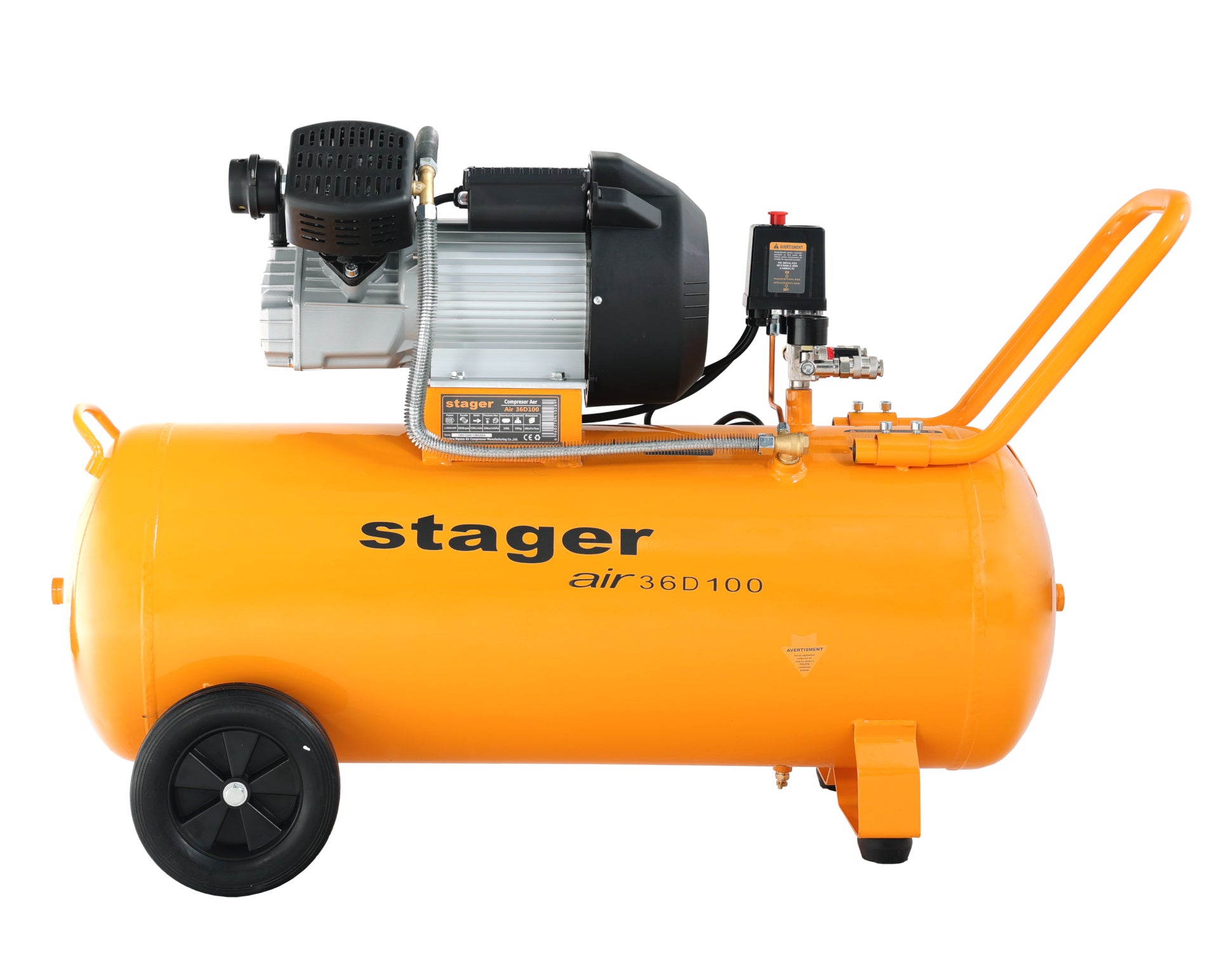 Stager Air 36D100 compresor aer, 100L, 10bar, 356L/min, monofazat, angrenare directa