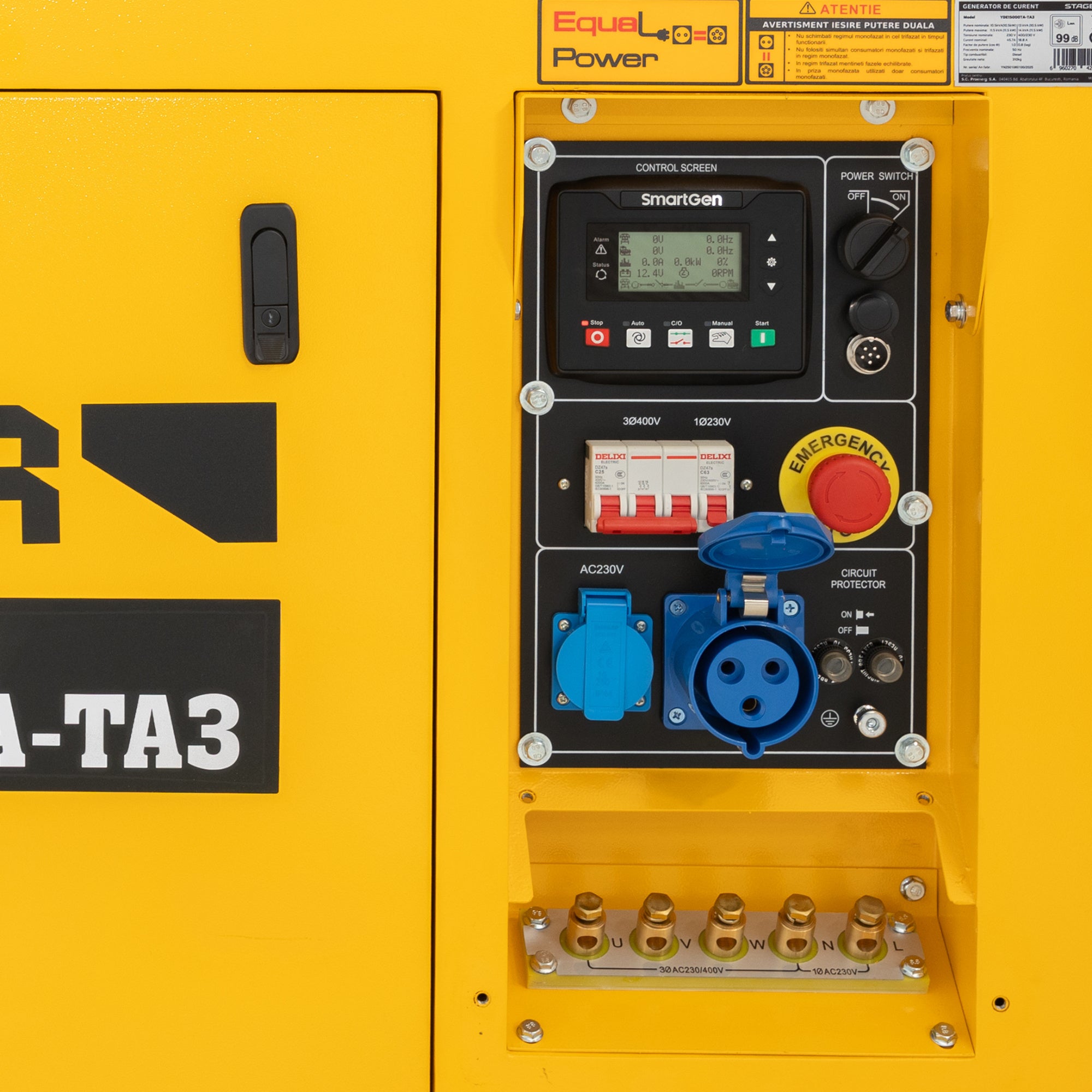 Generator profesional Stager YDE15000TA-TA3, 11.5 kW, DualPower 230-400V, insonorizat, diesel, 3000rpm, pornire electrica